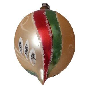 Vtg Poland Christmas Ornament Pointed 1950s Gold Multi-Color White Glitter
